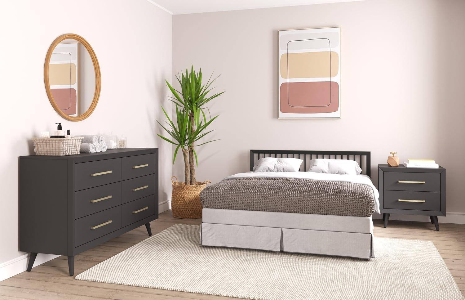imageChild Craft 6Drawer Cranbrook Double Dresser for Nursery or Bedroom Plenty of Storage AntiTip Kit Included to Prevent Tipping NonToxic Baby Safe Finish Lunar GrayEbony Black