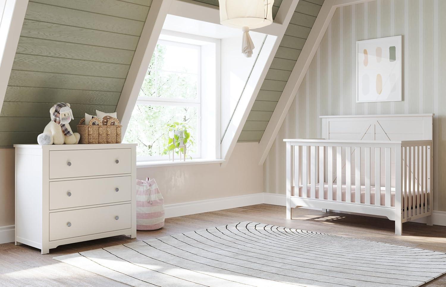 imageChild Craft Harmony 3 Drawer Dresser with Removable Changing Table Topper for Nursery or Bedroom Plenty of Storage AntiTip Kit Included to Prevent Tipping NonToxic Baby Safe Finish Matte WhiteBrushed Cotton
