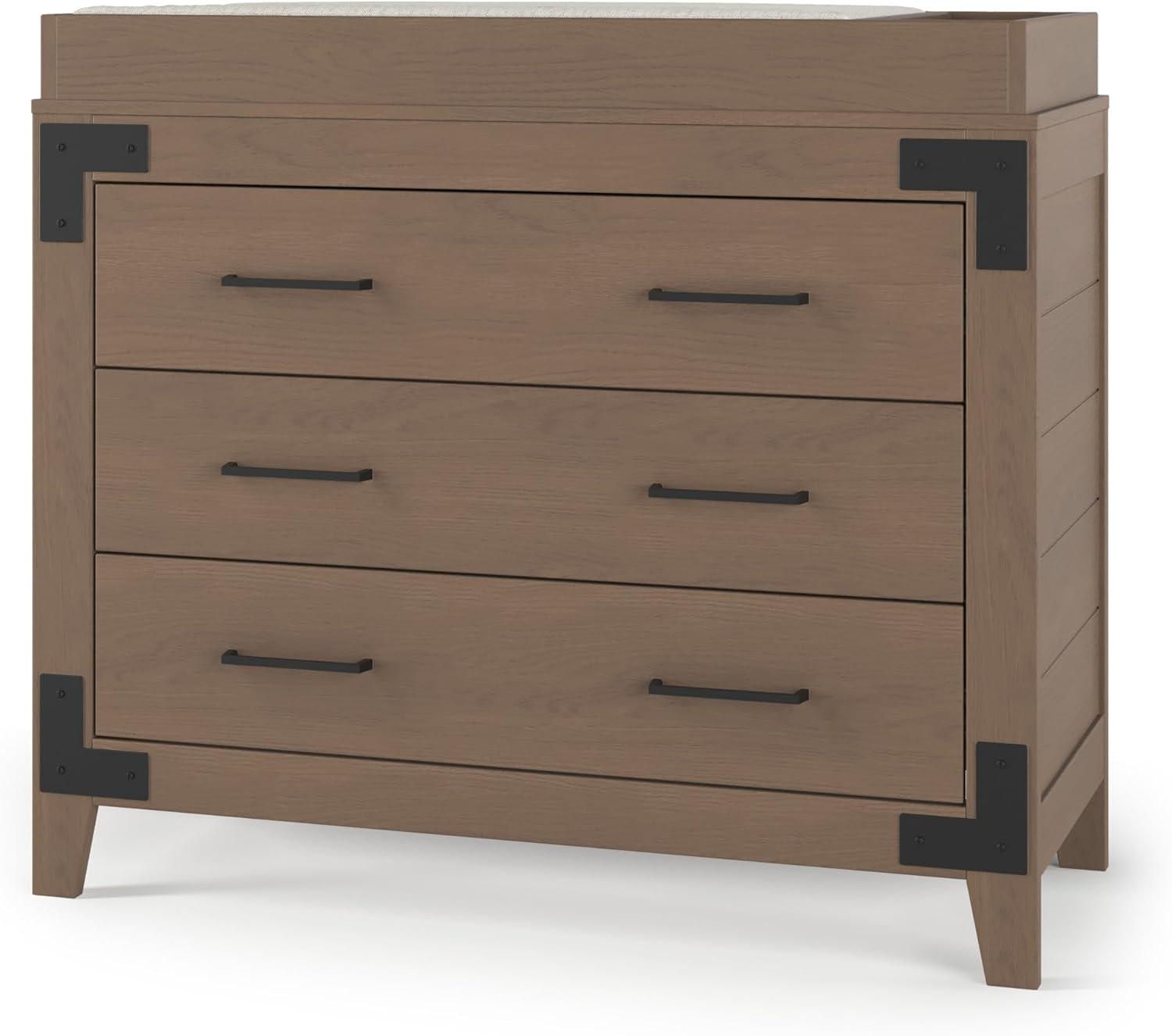 imageChild Craft Lucas 3 Drawer Dresser for Nursery or Bedroom Plenty of Storage AntiTip Kit Included to Prevent Tipping NonToxic Baby Safe Finish NutmegDusty Heather