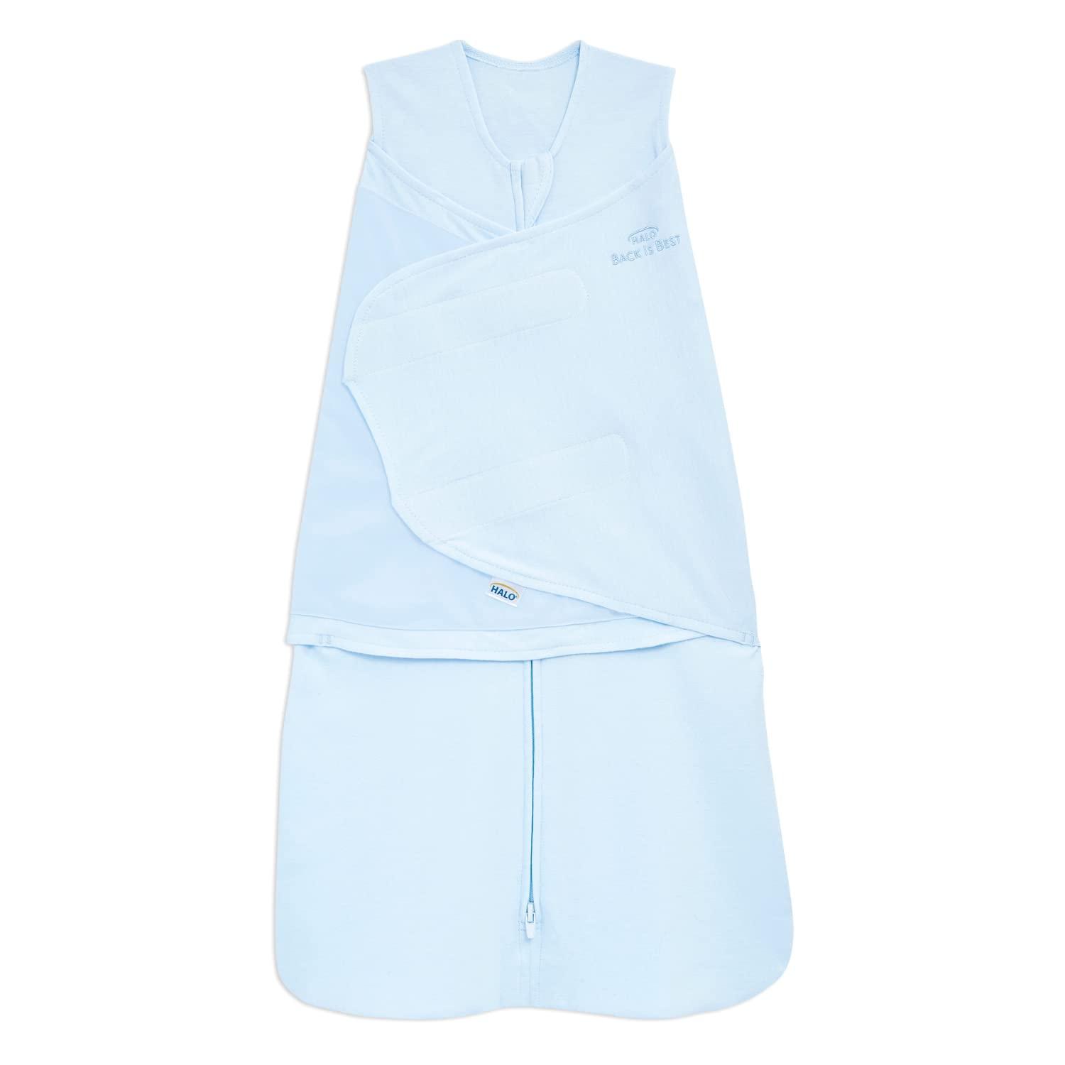 imageHALO 100 Cotton Sleepsack Swaddle 3Way Adjustable Wearable Blanket TOG 15 Baby Blue Newborn 03 MonthsBaby Blue