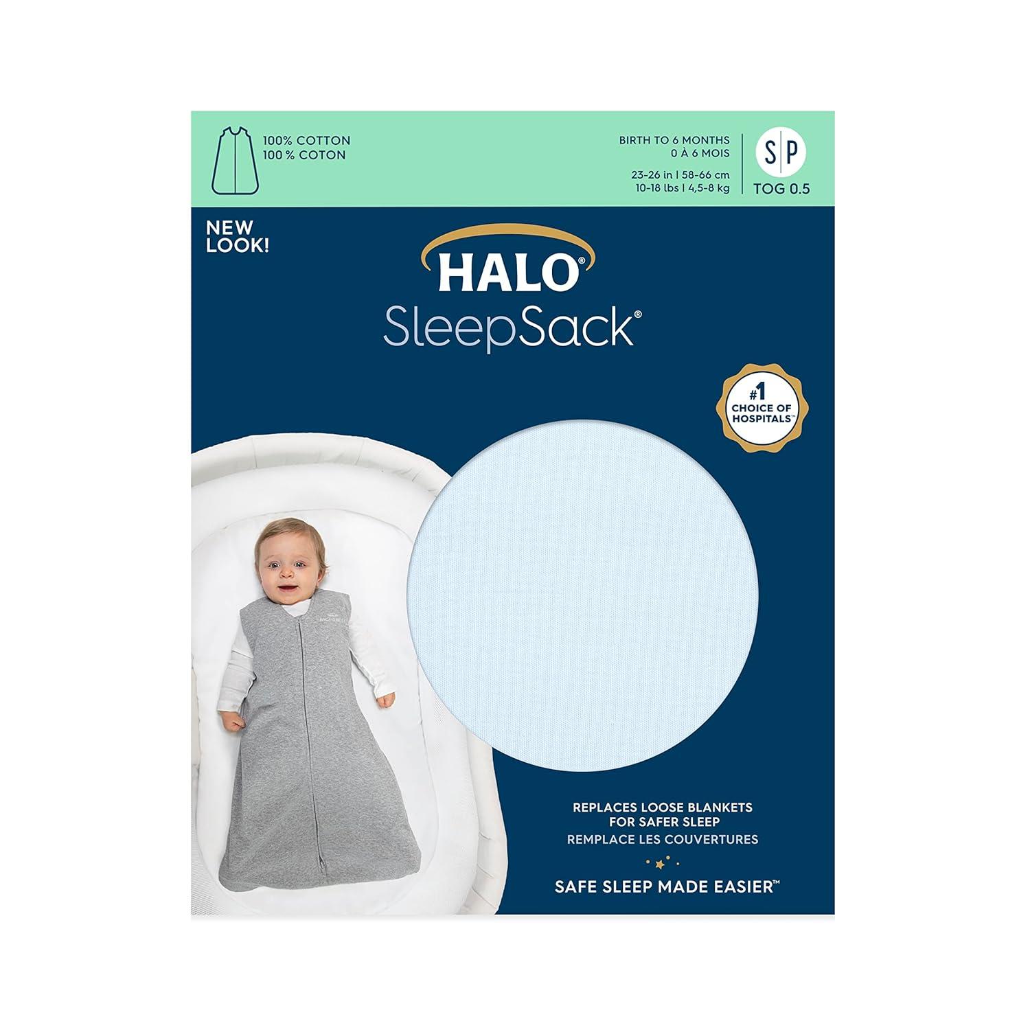 imageHALO SleepSack 100 Cotton Wearable Blanket Swaddle Transition Sleeping Bag TOG 05 Blue Thyme Large 1218 MonthsBaby Blue
