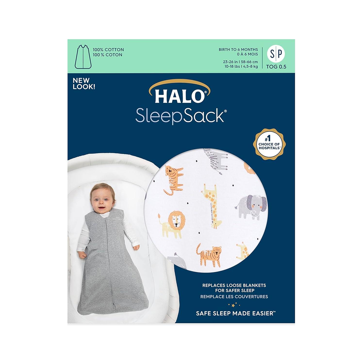 imageHALO SleepSack 100 Cotton Wearable Blanket Swaddle Transition Sleeping Bag TOG 05 Blue Thyme Large 1218 MonthsJungle