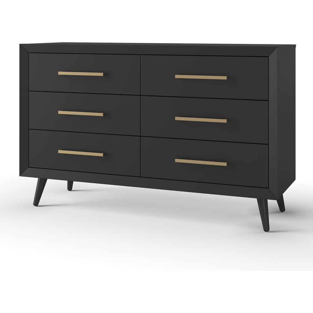 imageChild Craft 6Drawer Cranbrook Double Dresser for Nursery or Bedroom Plenty of Storage AntiTip Kit Included to Prevent Tipping NonToxic Baby Safe Finish Lunar GrayEbony Black