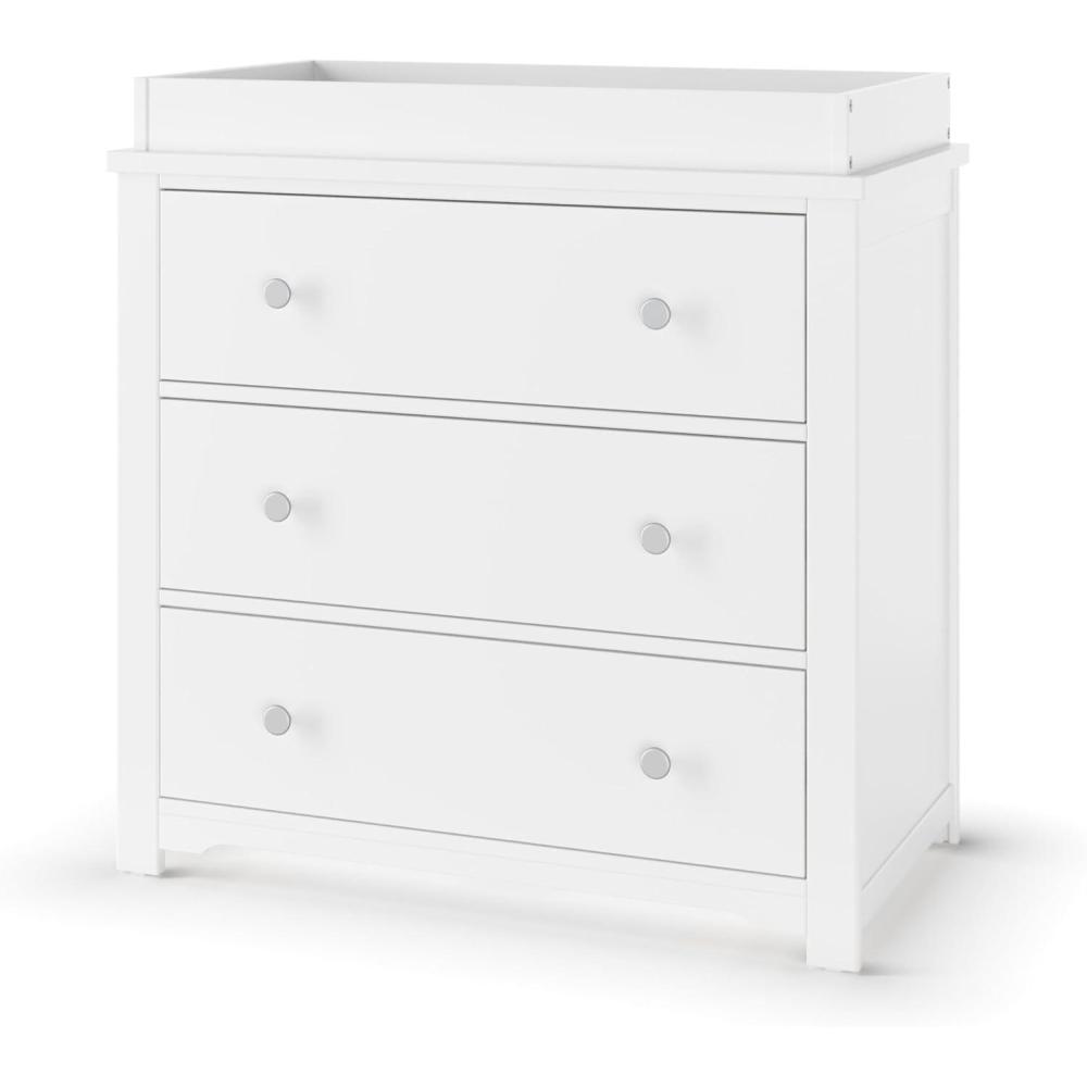 imageChild Craft Harmony 3 Drawer Dresser with Removable Changing Table Topper for Nursery or Bedroom Plenty of Storage AntiTip Kit Included to Prevent Tipping NonToxic Baby Safe Finish Matte WhiteWhite