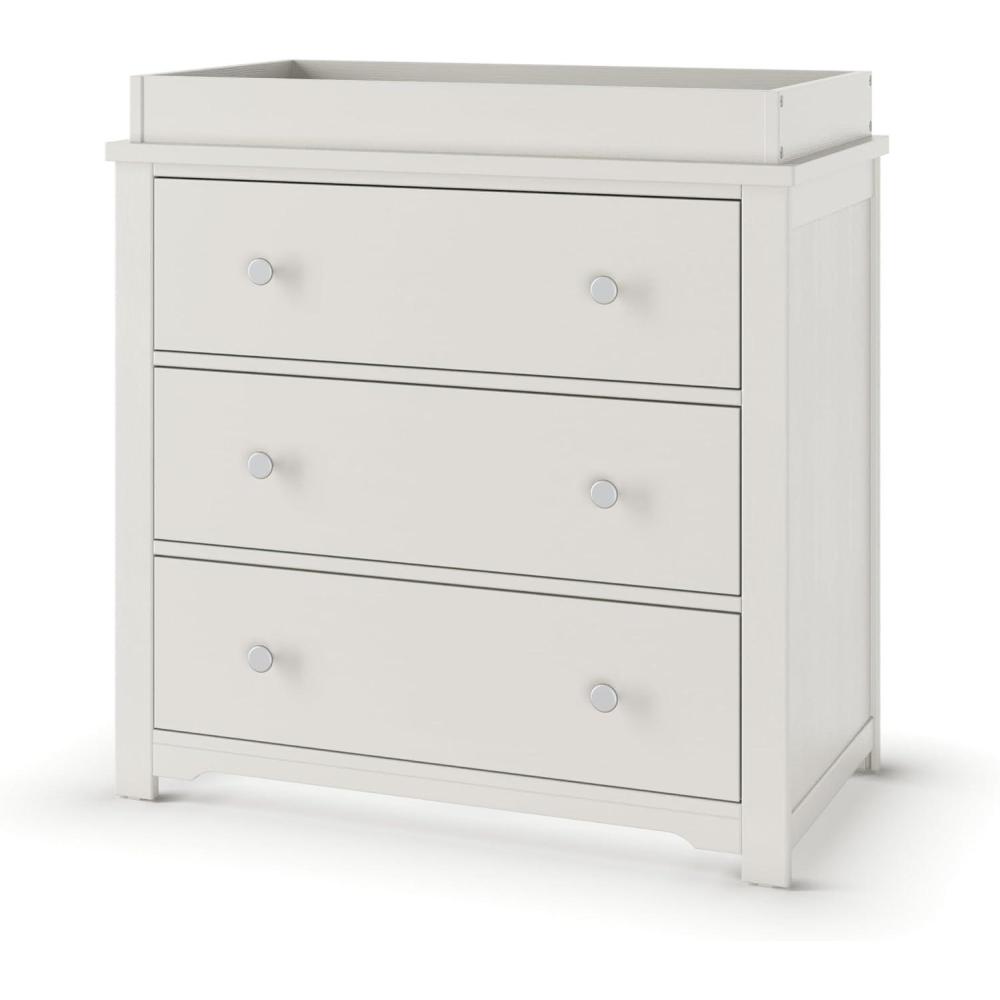 imageChild Craft Harmony 3 Drawer Dresser with Removable Changing Table Topper for Nursery or Bedroom Plenty of Storage AntiTip Kit Included to Prevent Tipping NonToxic Baby Safe Finish Matte WhiteBrushed Cotton