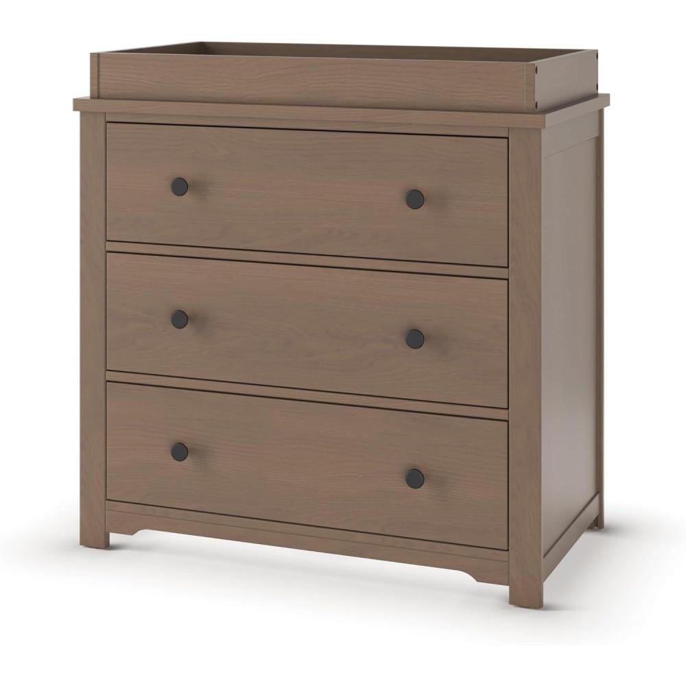 imageChild Craft Harmony 3 Drawer Dresser with Removable Changing Table Topper for Nursery or Bedroom Plenty of Storage AntiTip Kit Included to Prevent Tipping NonToxic Baby Safe Finish Matte WhiteDusty Heather