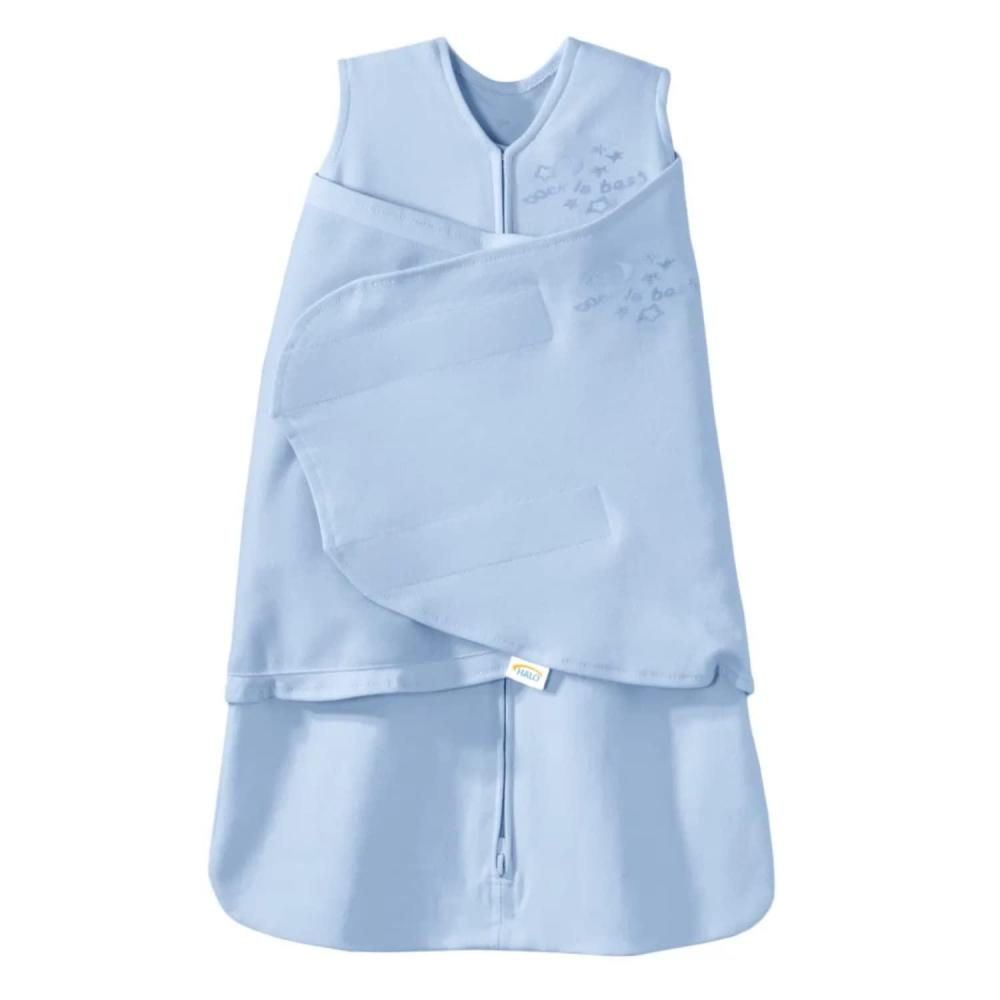 imageHALO 100 Cotton Sleepsack Swaddle 3Way Adjustable Wearable Blanket TOG 15 Baby Blue Newborn 03 MonthsBaby Blue