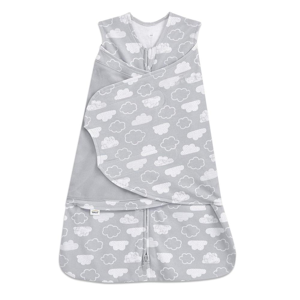 imageHALO 100 Cotton Sleepsack Swaddle 3Way Adjustable Wearable Blanket TOG 15 Baby Blue Newborn 03 MonthsClouds