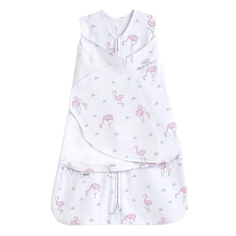 imageHALO 100 Cotton Sleepsack Swaddle 3Way Adjustable Wearable Blanket TOG 15 Baby Blue Newborn 03 MonthsFlamingos