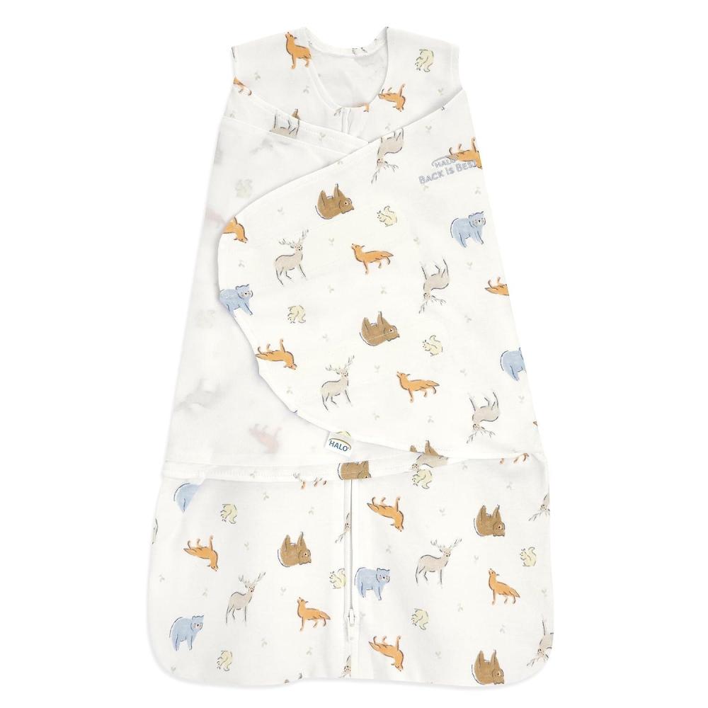 imageHALO 100 Cotton Sleepsack Swaddle 3Way Adjustable Wearable Blanket TOG 15 Baby Blue Newborn 03 MonthsForest Friends