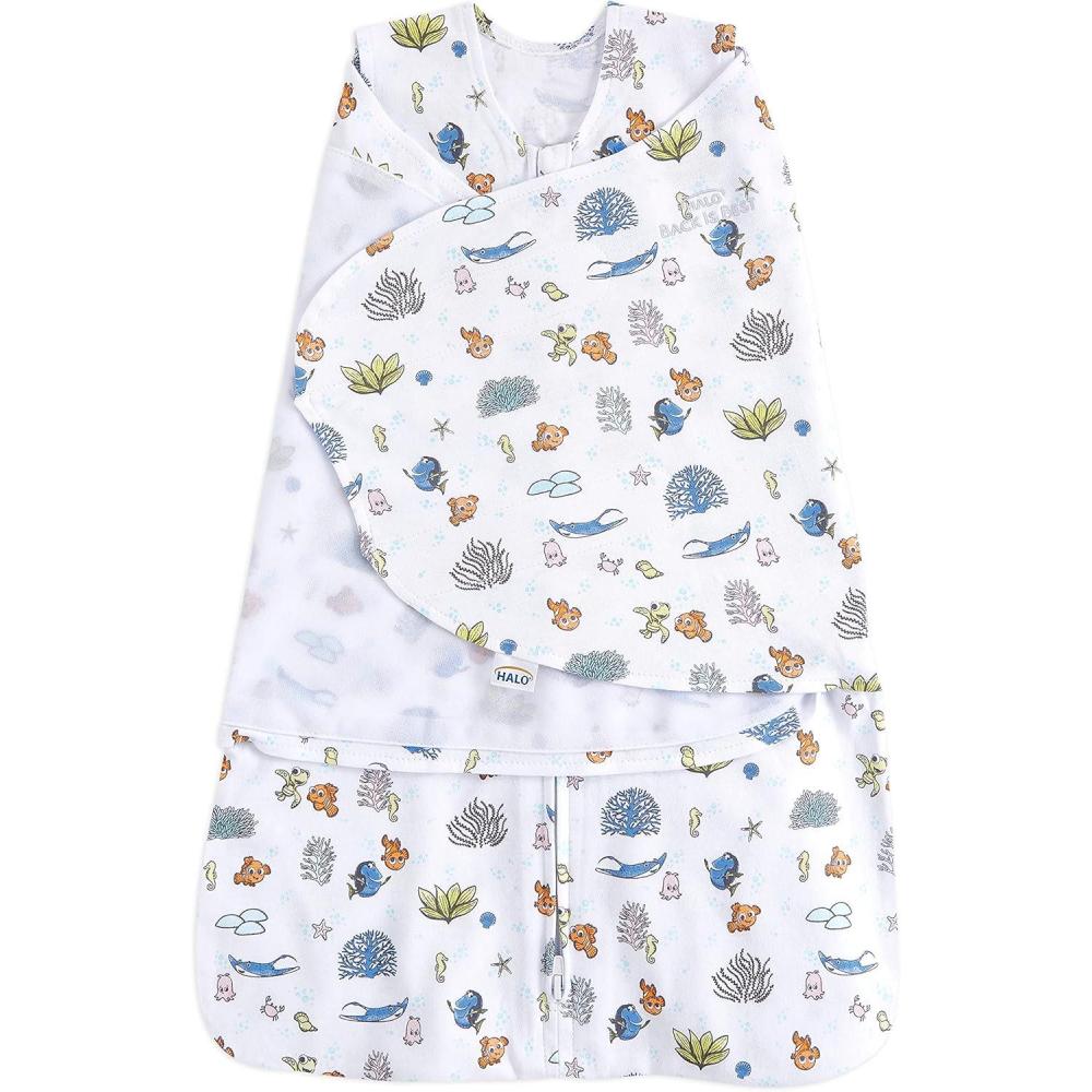 imageHALO Disney Baby 100 Cotton Sleepsack Swaddle 3Way Adjustable Wearable Blanket TOG 15 Winnie Frolic Newborn 03 MonthsNemo Great Barrier Reef