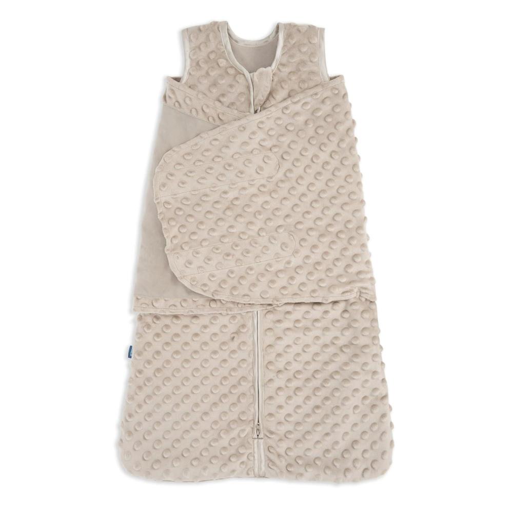 imageHALO Sleepsack Swaddle 3Way Adjustable Swaddle Blanket TOG 30 Velboa Plush Dots Cream Newborn 03 MonthsFawn Grey Plushy Dot