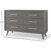 Child Craft 6-Drawer Cranbrook Double Dresser for Nursery or Bedroom, Plenty of Storage, Anti-Tip Kit Included to Prevent Tipping, Non-Toxic, Baby Safe Finish (Lunar Gray)(Lunar Gray)