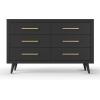 Child Craft 6-Drawer Cranbrook Double Dresser for Nursery or Bedroom, Plenty of Storage, Anti-Tip Kit Included to Prevent Tipping, Non-Toxic, Baby Safe Finish (Lunar Gray)(Ebony Black)