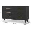 Child Craft 6-Drawer Cranbrook Double Dresser for Nursery or Bedroom, Plenty of Storage, Anti-Tip Kit Included to Prevent Tipping, Non-Toxic, Baby Safe Finish (Lunar Gray)(Ebony Black)