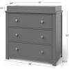 Child Craft Harmony 3 Drawer Dresser with Removable Changing Table Topper for Nursery or Bedroom, Plenty of Storage, Anti-Tip Kit Included to Prevent Tipping, Non-Toxic, Baby Safe Finish (Matte White)(Cool Gray)