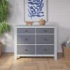 Child Craft Ocean Grove 6 Drawer Dresser for Nursery or Bedroom, Plenty of Storage, Anti-Tip Kit Included to Prevent Tipping, Non-Toxic, Baby Safe Finish (White/Gray)(White / Gray)