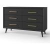 Child Craft 6-Drawer Cranbrook Double Dresser for Nursery or Bedroom, Plenty of Storage, Anti-Tip Kit Included to Prevent Tipping, Non-Toxic, Baby Safe Finish (Lunar Gray)(Ebony Black)