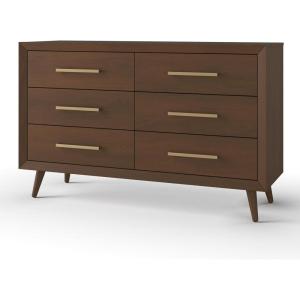 Child Craft 6-Drawer Cranbrook Double Dresser for Nursery or Bedroom, Plenty of Storage, Anti-Tip Kit Included to Prevent Tipping, Non-Toxic, Baby Safe Finish (Lunar Gray)(Toasted Chestnut Brown)