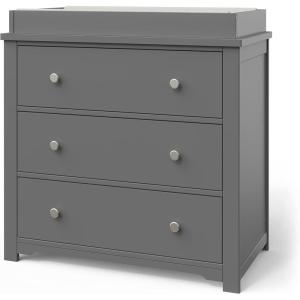 Child Craft Harmony 3 Drawer Dresser with Removable Changing Table Topper for Nursery or Bedroom, Plenty of Storage, Anti-Tip Kit Included to Prevent Tipping, Non-Toxic, Baby Safe Finish (Matte White)(Cool Gray)