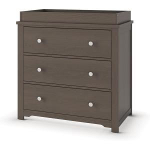 Child Craft Harmony 3 Drawer Dresser with Removable Changing Table Topper for Nursery or Bedroom, Plenty of Storage, Anti-Tip Kit Included to Prevent Tipping, Non-Toxic, Baby Safe Finish (Matte White)(Dapper Gray)