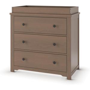 Child Craft Harmony 3 Drawer Dresser with Removable Changing Table Topper for Nursery or Bedroom, Plenty of Storage, Anti-Tip Kit Included to Prevent Tipping, Non-Toxic, Baby Safe Finish (Matte White)(Dusty Heather)