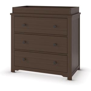 Child Craft Harmony 3 Drawer Dresser with Removable Changing Table Topper for Nursery or Bedroom, Plenty of Storage, Anti-Tip Kit Included to Prevent Tipping, Non-Toxic, Baby Safe Finish (Matte White)(Brushed Truffle)