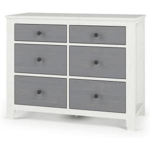 Child Craft Ocean Grove 6 Drawer Dresser for Nursery or Bedroom, Plenty of Storage, Anti-Tip Kit Included to Prevent Tipping, Non-Toxic, Baby Safe Finish (White/Gray)(White / Gray)