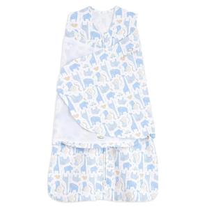 HALO 100% Cotton Sleepsack Swaddle, 3-Way Adjustable Wearable Blanket, TOG 1.5, Baby Blue, Newborn, 0-3 Months(Blue Safari)