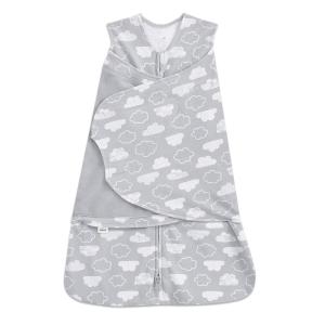 HALO 100% Cotton Sleepsack Swaddle, 3-Way Adjustable Wearable Blanket, TOG 1.5, Baby Blue, Newborn, 0-3 Months(Clouds)