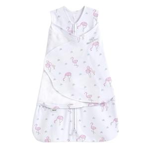 HALO 100% Cotton Sleepsack Swaddle, 3-Way Adjustable Wearable Blanket, TOG 1.5, Baby Blue, Newborn, 0-3 Months(Flamingos)