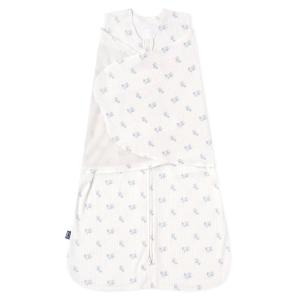 HALO 100% Cotton Sleepsack Swaddle, 3-Way Adjustable Wearable Blanket, TOG 1.5, Baby Blue, Newborn, 0-3 Months(Floral Vintage Stripe)