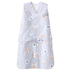 HALO 100% Cotton Sleepsack Swaddle, 3-Way Adjustable Wearable Blanket, TOG 1.5, Baby Blue, Newborn, 0-3 Months(Lions  Tigers  and Bears)