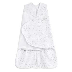 HALO 100% Cotton Sleepsack Swaddle, 3-Way Adjustable Wearable Blanket, TOG 1.5, Baby Blue, Newborn, 0-3 Months(Midnight Moons – Grey)