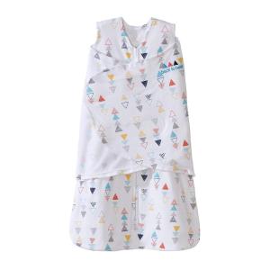 HALO 100% Cotton Sleepsack Swaddle, 3-Way Adjustable Wearable Blanket, TOG 1.5, Baby Blue, Newborn, 0-3 Months(Multi Color Triangle)