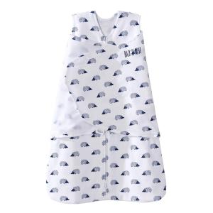 HALO 100% Cotton Sleepsack Swaddle, 3-Way Adjustable Wearable Blanket, TOG 1.5, Baby Blue, Newborn, 0-3 Months(Navy Hedgehog)