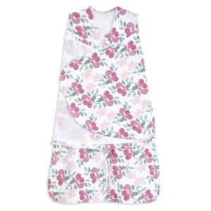 HALO 100% Cotton Sleepsack Swaddle, 3-Way Adjustable Wearable Blanket, TOG 1.5, Baby Blue, Newborn, 0-3 Months(Stems)