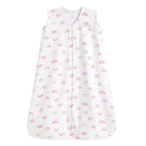 HALO SleepSack, 100% Cotton Wearable Blanket, Swaddle Transition Sleeping Bag, TOG 0.5, Blue Thyme, Large, 12-18 Months(Sunshine Rainbows)