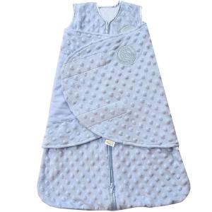 HALO Sleepsack Swaddle, 3-Way Adjustable Swaddle Blanket, TOG 3.0, Velboa Plush Dots, Cream, Newborn, 0-3 Months(Blue Plushy Dot)