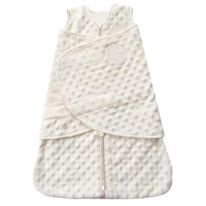 HALO Sleepsack Swaddle, 3-Way Adjustable Swaddle Blanket, TOG 3.0, Velboa Plush Dots, Cream, Newborn, 0-3 Months(Cream Plushy Dot)