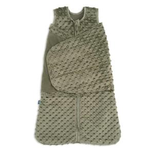 HALO Sleepsack Swaddle, 3-Way Adjustable Swaddle Blanket, TOG 3.0, Velboa Plush Dots, Cream, Newborn, 0-3 Months(Olive Green Plushy Dot)