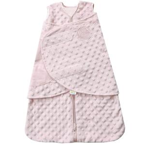 HALO Sleepsack Swaddle, 3-Way Adjustable Swaddle Blanket, TOG 3.0, Velboa Plush Dots, Cream, Newborn, 0-3 Months(Pink Plushy Dot)