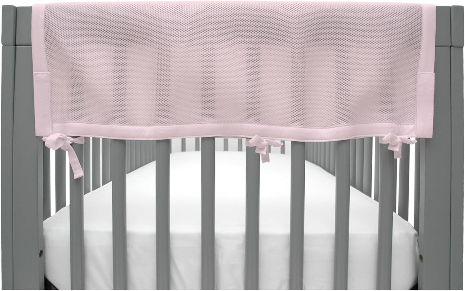 imageBreathableBaby Breathable Mesh RailGuard Teething Cover 51 Long Panel 1 Fits Most FullSize and Does Not Fit Mini Cribs Use with Coordinating Short Panels GrayLight Pink