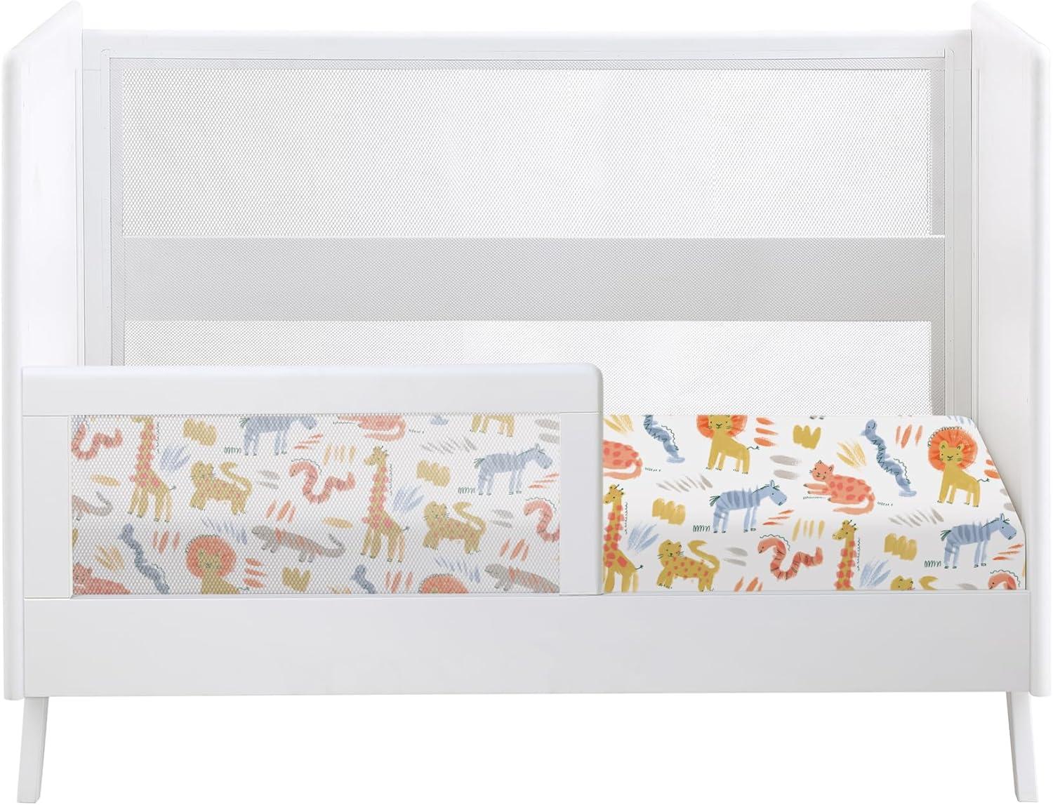 imageBreathableBaby Cotton Percale Fitted Sheet for 52 x 28132 x 71 cm Crib amp Toddler Bed Mattress Safari 2PackSafari