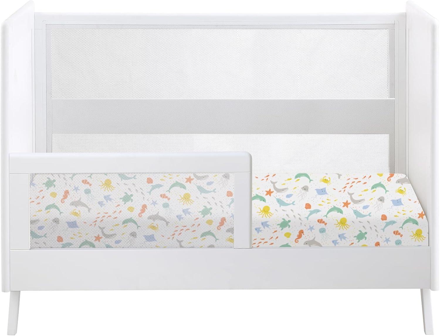 imageBreathableBaby Cotton Percale Fitted Sheet for 52 x 28132 x 71 cm Crib amp Toddler Bed Mattress Safari 2PackSea Life