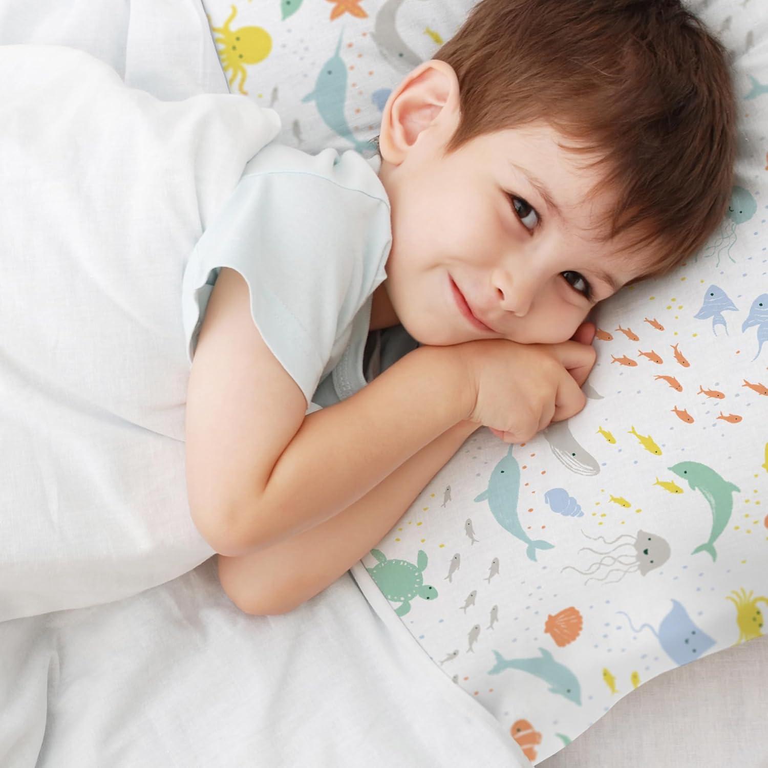 imageBreathableBaby Cotton Percale Pillowcase for 13 x 1833 x 46 cm Toddler Pillow Roar 2PackSea Life