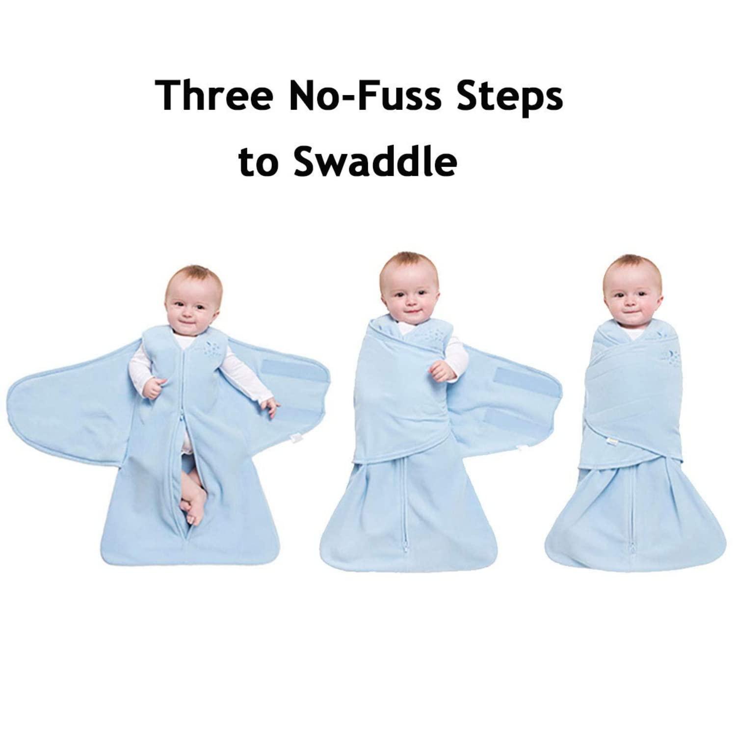 imageHALO MicroFleece Sleepsack Swaddle 3Way Adjustable Swaddle Blanket for Newborn and Infants TOG 30 for Cold Climates Hip Healthy Baby Blue Newborn 03 MonthsBaby Blue