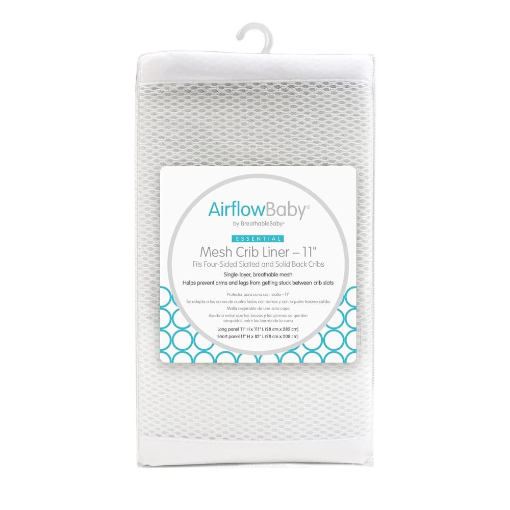 imageAirflowBaby Breathable Mesh Liner for FullSize Cribs 11H 28cm Essential 2mm Mesh White Size 4FS Covers 3 or 4 Sides11 inch Pack of 1