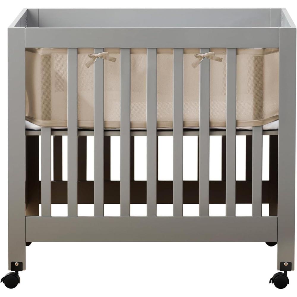 imageBreathable Mesh Liner for Mini Cribs Deluxe 4mm Mesh Shell Pink Size 4M Covers 4 Sides Mini Cribs OnlySand Beach