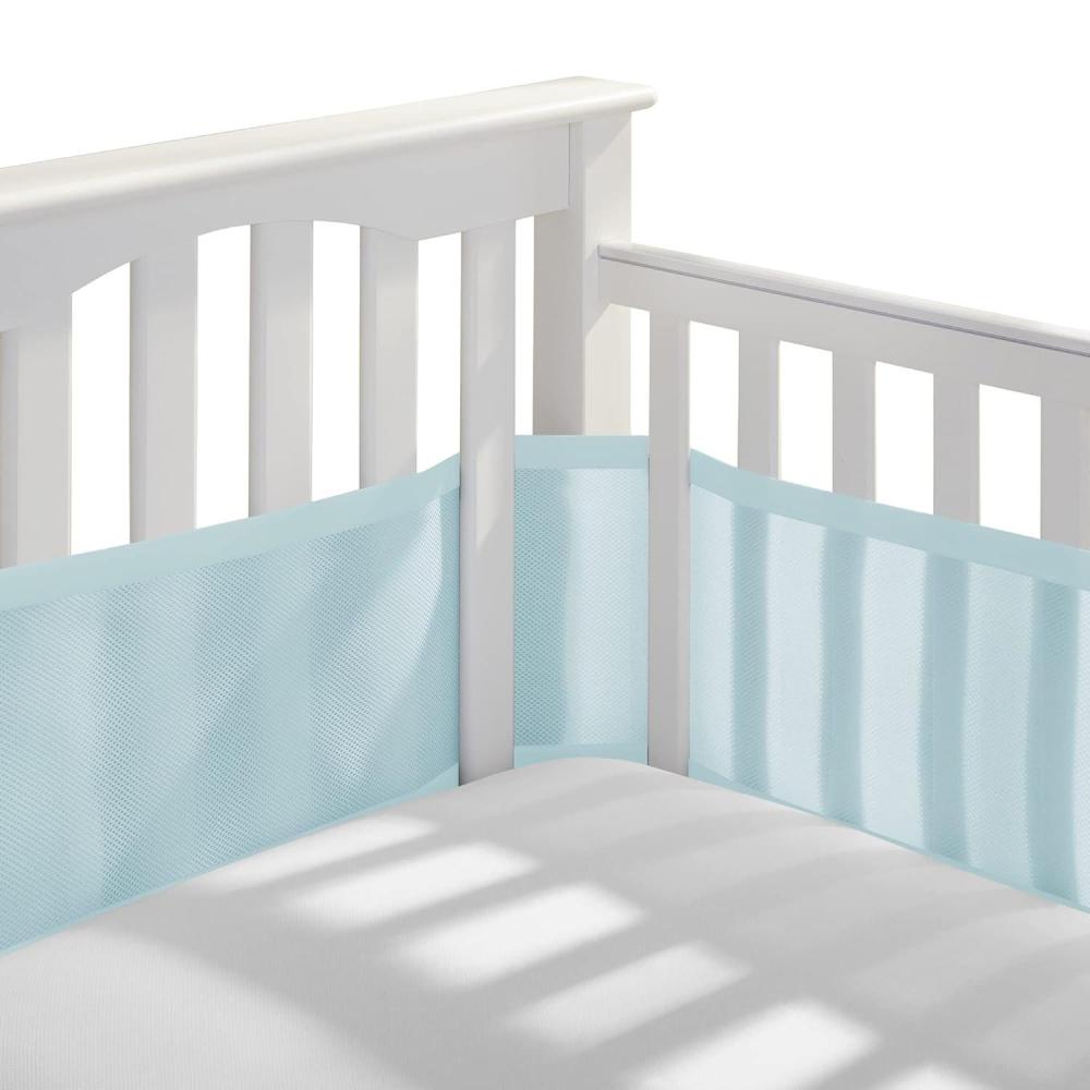 imageBreathableBaby Breathable Mesh Liner for FullSize Cribs Classic 3mm Mesh Navy Size 4FS Covers 3 or 4 SidesBlue Green Aqua